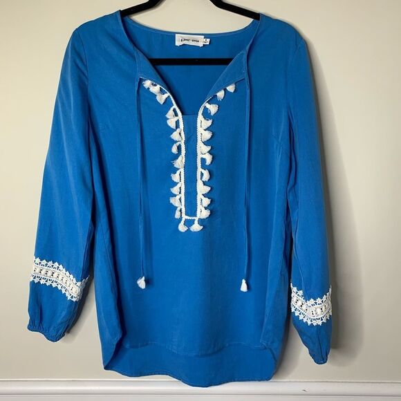 Line and Dot Revolve blue pom pom deliah blouse‎ - Picture 7 of 8